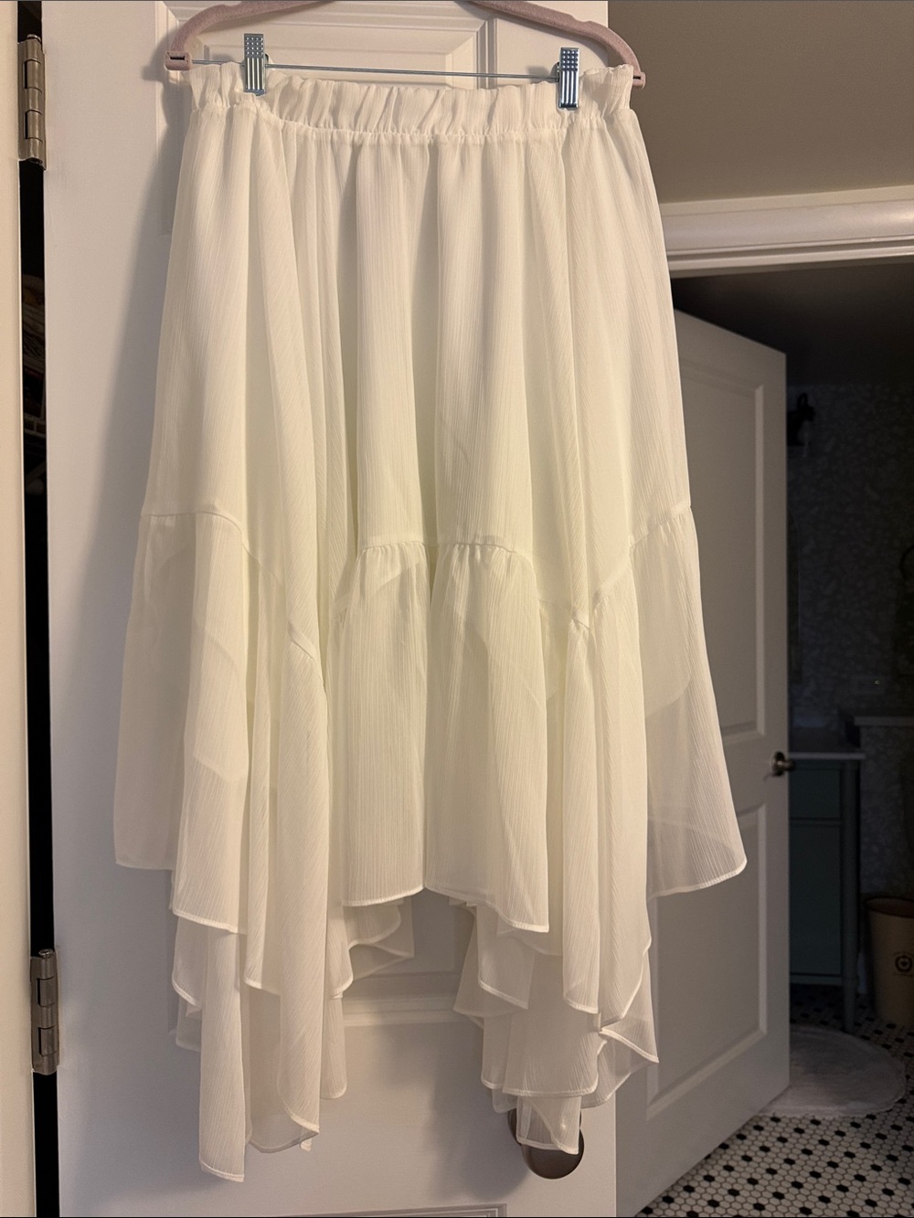 bp Ivory High-Low Tiered Chiffon Skirt